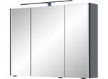 Spiegelschrank SAPHIR "Serie 7045 Badezimmer-Spiegelschrank inkl. LED-Beleuchtung, 3 Türen", grau (stahlgrau), B:93,2cm H:70,3cm T:17cm, Holzwerkstoff, Schränke, Spiegelschrank, Badschrank 93,2 cm breit, inkl. LEDplus Schalter und Türdämpfer