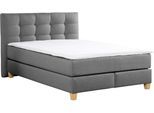 Boxspringbett HOME AFFAIRE "Moulay", grau, B:154cm L:231cm, Komplettbetten, Boxspringbett, inkl. Topper, in Überlänge 220 cm, 3 Härtegrade, auch in H4