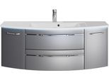 Waschtisch SAPHIR "Serie 7045 Mineralmarmor-Waschtisch und Unterschrank, 131 cm breit", grau (stahlgrau metallic), B:131cm H:50,2cm T:49,8cm, Waschtische, Waschtisch, Waschplatz mit 2 Schubladen, 2 Türen, Badmöbel Set mit Waschtisch