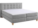 Boxspringbett HOME AFFAIRE "Moulay", grau, B:214cm L:231cm, Komplettbetten, Boxspringbett, inkl. Topper, in Überlänge 220 cm, 3 Härtegrade, auch in H4