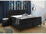 Boxspringbett JOCKENHÖFER GRUPPE "Chelsea", schwarz (schwarz 357, 06), B:187cm L:229cm, Bezug Bett: samtähnlich (100% Polyester);Topper und Matratzenspiegel: 100% Polyester, Komplettbetten, Boxspringbett, mit Kaltschaum-Topper