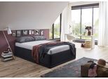 Polsterbett "Texel", schwarz, B:146cm H:34cm L:206cm, Bezug Bett: Veloursstoff 100% Polyester oder Microfaser (100% Polyester);Bonnell-Federkernmatratze: 51% Polypropylen, 39% Polyester und 10% Baumwolle;Kaltschaummatratze: 100% Polyester, Bezug abnehm- und waschbar bis 60C;Kissenbezug: 100% Polyester, Füllung : 100% Polyester (Hohlfaser), WESTFALIA SCHLAFKOMFORT, Betten, Polsterbett, Standardhöhe
