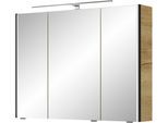 Spiegelschrank SAPHIR "Serie 7045 Badezimmer-Spiegelschrank inkl. LED-Beleuchtung, 3 Türen", braun (halifax eiche quer nachbildung), B:93,2cm H:70,3cm T:17cm, Holzwerkstoff, Schränke, Spiegelschrank, Badschrank 93,2 cm breit, inkl. LEDplus Schalter und Türdämpfer