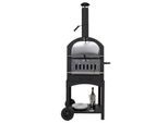 Holzkohlegrill MCW-N15, Pizzaofen Kaminofen, Grillrost Holzkohlerost Pizzastein, Stahl schwarz hochtemperaturlackiert