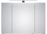 Spiegelschrank SAPHIR "6005 Sprint Badschrank, 3 Spiegeltüren, 6 Einlegeböden, 98 cm breit", braun (riviera eiche quer nachbildung), B:98cm H:70,3cm T:17cm, Holzwerkstoff, Schränke, Spiegelschrank, inkl. LED-Beleuchtung, Türdämpfer, Schalter-/Steckdosenkombination