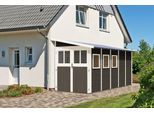 Gartenhaus KARIBU "Wurmberg 5", grau (terragrau), ohne Fußboden, Holzwerkstoff, Gartenhäuser, Gartenhaus, terragrau oder naturbelassen