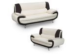 Mobilier Deco - muza - Ensemble canapé design en simili cuir blanc et noir - Blanc