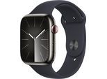 Smartwatch APPLE "Watch Series 9 GPS + Cellular Stainless Steel 45mm S/M" Smartwatches grau (graphite) Fitness-Tracker Sport Band