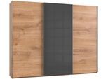 Schwebetürenschrank WIMEX "Level by fresh to go", grau (plankeneichefarben, grauglas), B:300cm H:236cm T:65cm, Schränke, Schwebetürenschrank, mit jeweils einer Glastür