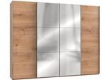Schwebetürenschrank WIMEX "Level by fresh to go", braun (plankeneichefarben), B:350cm H:236cm T:65cm, Schränke, Schwebetürenschrank, mit Synchronöffnung