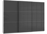 Schwebetürenschrank WIMEX "Level by fresh to go", weiß (weiß, grauglas), B:300cm H:216cm T:65cm, Schränke, Schwebetürenschrank, mit Glastüren