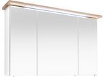 Spiegelschrank SAPHIR "Quickset 923 Badschrank, 3 Spiegeltüren, 6 Einlegeböden, 115 cm breit", weiß (weiß glanz, riviera eiche), B:115cm H:72cm T:20cm, Holzwerkstoff, Schränke, Spiegelschrank, inkl. LED-Beleuchtung, Türdämpfer, Schalter-/Steckdosenkombination