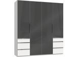 Kleiderschrank WIMEX "Level by fresh to go", weiß (weiß, grauglas), B:200cm H:216cm T:58cm, Schränke, Kleiderschrank Drehtürenschrank, mit vollflächigen Glastüren