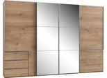 Schwebetürenschrank WIMEX "Level by fresh to go", braun (plankeneichenfarben), B:350cm H:236cm T:65cm, Schränke, mit Synchronöffnung