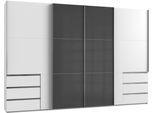 Schwebetürenschrank WIMEX "Level by fresh to go", weiß (weiß, grauglas), B:350cm H:236cm T:65cm, Schränke, mit Glastüren und Synchronöffnung