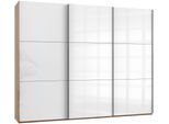 Schwebetürenschrank WIMEX "Level by fresh to go", braun (plankeneichefarben, weißglas), B:300cm H:236cm T:65cm, Schränke, Schwebetürenschrank, mit Glastüren