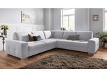 Ecksofa SIT & MORE "Santorini L-Form", silber, B:276cm H:82cm T:271cm, Struktur (100% Polyester);Struktur fein (95% Polyester, 5% Polyamid), Sofas, Ecksofa, mit Federkern und Sitztiefenverstellung, wahlweise mit Bettfunktion