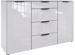Kombikommode WIMEX "Level36 black C by fresh to go", weiß (weiß, glas weiß), B:135cm H:84cm T:41cm, Holzwerkstoff, Sideboards, Kombikommode, mit Glaselementen auf der Front, soft-close Funktion, 135cm breit