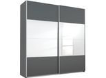 Schwebetürenschrank RAUCH "Quadra", grau (grau metallic, spiegel), B:226cm H:230cm T:62cm, Holzwerkstoff, Schränke, Schwebetürenschrank, mit Spiegelelementen