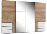 Schwebetürenschrank WIMEX "Level by fresh to go", weiß (weiß, plankeneichefarben), B:350cm H:236cm T:65cm, Schränke, Schwebetürenschrank, mit Synchronöffnung