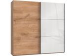 Schwebetürenschrank WIMEX "Level by fresh to go", braun (plankeneichefarben, weißglas), B:250cm H:236cm T:65cm, Schränke, Schwebetürenschrank, mit jeweils einer Glastür