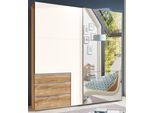 Schwebetürenschrank WIMEX "Level by fresh to go", weiß (plankeneichefarben, weiß), B:250cm H:236cm T:65cm, Schränke, Schwebetürenschrank, jeweils mit einer Spiegeltür