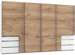 Schwebetürenschrank WIMEX "Level by fresh to go", weiß (weiß, plankeneichefarben), B:350cm H:216cm T:65cm, Schränke, Schwebetürenschrank, mit Synchronöffnung