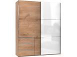 Schwebetürenschrank WIMEX "Level by fresh to go", braun (plankeneichefarben, weißglas), B:200cm H:236cm T:65cm, Schränke, Schwebetürenschrank, mit Glastür