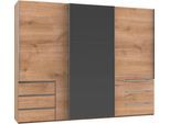 Schwebetürenschrank WIMEX "Level by fresh to go", grau (plankeneichefarben, grauglas), B:300cm H:236cm T:65cm, Schränke, Schwebetürenschrank, mit Glastür