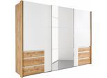 Schwebetürenschrank WIMEX "Level by fresh to go", weiß (plankeneichefarben, weiß), B:300cm H:216cm T:65cm, Schränke, Schwebetürenschrank, jeweils mit einer Spiegeltür