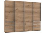Schwebetürenschrank WIMEX "Level by fresh to go", braun (plankeneichefarben), B:300cm H:236cm T:65cm, Schränke, Schwebetürenschrank, mit Synchronöffnung