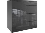 Kombikommode WIMEX "Level 36C by fresh to go", grau (graphit, glas grau), B:81cm H:84cm T:41cm, Holzwerkstoff, Sideboards, Kombikommode, mit Glaselementen auf der Front, soft-close Funktion, 81cm breit