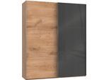 Schwebetürenschrank WIMEX "Level by fresh to go", grau (plankeneichefarben, grauglas), B:200cm H:236cm T:65cm, Schränke, Schwebetürenschrank, mit jeweils einer Glastür