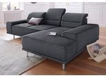 Ecksofa SIT & MORE "Mariola L-Form", grau (dunkelgrau), B:269cm H:93cm T:174cm, Struktur (100% Polyester);Luxus-Microfaser ALTARA NUBUCK (100% Polyester);Luxus-Microfaser (100% Polyester), Sofas, Ecksofa, mit Recamiere und Federkern, inklusive Sitztiefenverstellung