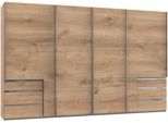 Schwebetürenschrank WIMEX "Level by fresh to go", braun (plankeneichefarben), B:350cm H:216cm T:65cm, Schränke, Schwebetürenschrank, mit Synchronöffnung