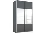 Schwebetürenschrank RAUCH "Quadra", grau (grau metallic, spiegel), B:136cm H:230cm T:62cm, Holzwerkstoff, Schränke, Schwebetürenschrank, mit Spiegelelementen