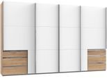 Schwebetürenschrank WIMEX "Level by fresh to go", weiß (plankeneichefarben, weiß), B:350cm H:216cm T:65cm, Schränke, Schwebetürenschrank, mit Synchronöffnung