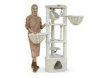 Happypet Kratzbaum CHARLIE 160, 160 cm, Exrem Stabil, 9 cm Stämme, geprüftes Holz, beige