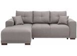 Ecksofa HOME AFFAIRE "Viborg L-Form", grau, B:234cm H:91cm T:162cm, Struktur (100% Polyester);Struktur fein ( 100% Polyester);Filzoptik (100% Polyester), Sofas, Ecksofa, mit Regal in der Armlehne, wahlweise mit Bettfunktion