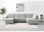 Wohnlandschaft SIT & MORE "Farö U-Form", silber, B:325cm H:90cm T:187cm, Sofas, Wohnlandschaft, inklusive Federkern, wahlweise mit Bettfunktion und Bettkasten