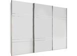Schwebetürenschrank WIEMANN "Rialto", weiß (weiß, glas), B:295,2cm H:236cm T:67cm, Schränke, Schwebetürenschrank, hochwertige Glasfront mit Querriegeln