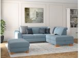 Ecksofa SIT & MORE "Dundee L-Form", blau (hellblau), B:263cm H:86cm T:219cm, Sofas, Ecksofa, mit Federkern und Massivholzfüßen, wahlweise mit Kopfteilverstellung
