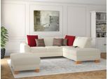 Ecksofa SIT & MORE "Dundee L-Form", beige (creme), B:263cm H:86cm T:219cm, Sofas, Ecksofa, mit Federkern und Massivholzfüßen, wahlweise mit Kopfteilverstellung