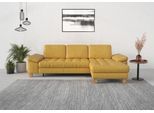 Ecksofa SIT & MORE "Westham L-Form", gelb (dijon), B:275cm H:88cm T:172cm, 100% Polyester, Sofas, Ecksofa, mit Recamiere, mit oder ohne Bettfunktion, Bettkasten, Füße Eiche