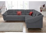 Ecksofa SIT & MORE "Salsa L-Form", grau (dunkelgrau), B:264cm H:86cm T:244cm, Bedruckte Microfaser (100% Polyester);Luxus-Microfaser ALTARA NUBUCK (100% Polyester);Struktur (100% Polypropylen), Sofas, Ecksofa, mit Federkern, wahlweise mit Bettfunktion