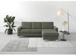 Ecksofa HOME AFFAIRE "Summer L-Form", grün (olive), B:249cm H:91cm T:164cm, 95% Polyester, 5% Polyamid, Sofas, Ecksofa, mit Recamiere, mit oder ohne Bettfunktion und Bettkasten, Cord-Bezug