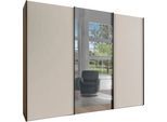 Schwebetürenschrank WIEMANN "Monaco", braun (bianco, eiche, nachbildung), B:278,9cm H:217cm T:67cm, Holzwerkstoff, Kristallglas, Schränke, Schwebetürenschrank, hochwertige Beschläge