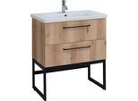 Waschtisch OPTIFIT "Yukon", braun (wildeiche, wildeiche), B:80cm H:89,3cm T:45cm, Waschtische, Waschtisch, Breite 80 cm, mit Keramikbecken