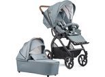 Kombi-Kinderwagen GESSLEIN "FX4 Soft+ mit Aufsatz Classic schwarz/tabak, petrol", Baby, blau (petrol), Kinderwagen, mit Babywanne Cx3 und Babyschalenadapter