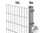 Doppelstabmattenzaun GARDEN 'N' MORE "Excellent", grau (feuerverzinkt), H:80cm L:30cm, Kunststoff, Stahl, Zaunelemente, 15 Elemente für 30 m, LxH: 200 x 83 cm, mit 16 Pfosten